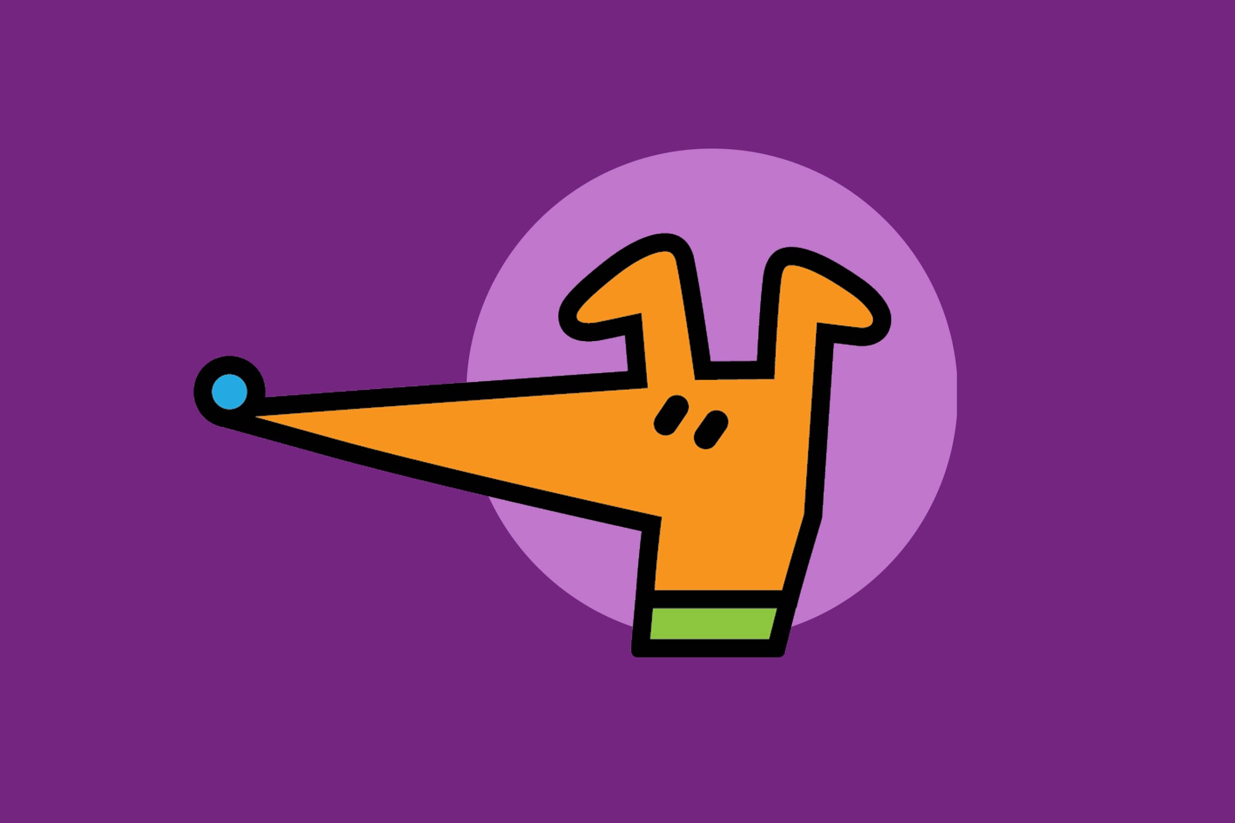 Woof logo on purple background